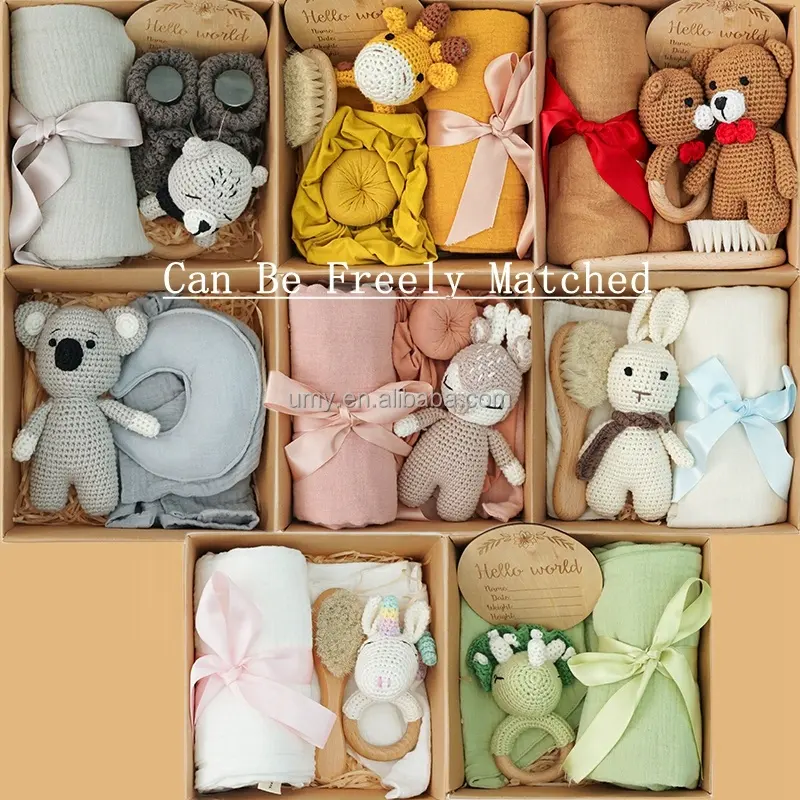 Gehaakt Speelgoed Houten Bijtring Dier Rammelaar Baby Wrap Swaddle Deken Bed Set Beddengoed Katoen Bijtring Beukenhouten Bijtring Bijtringen