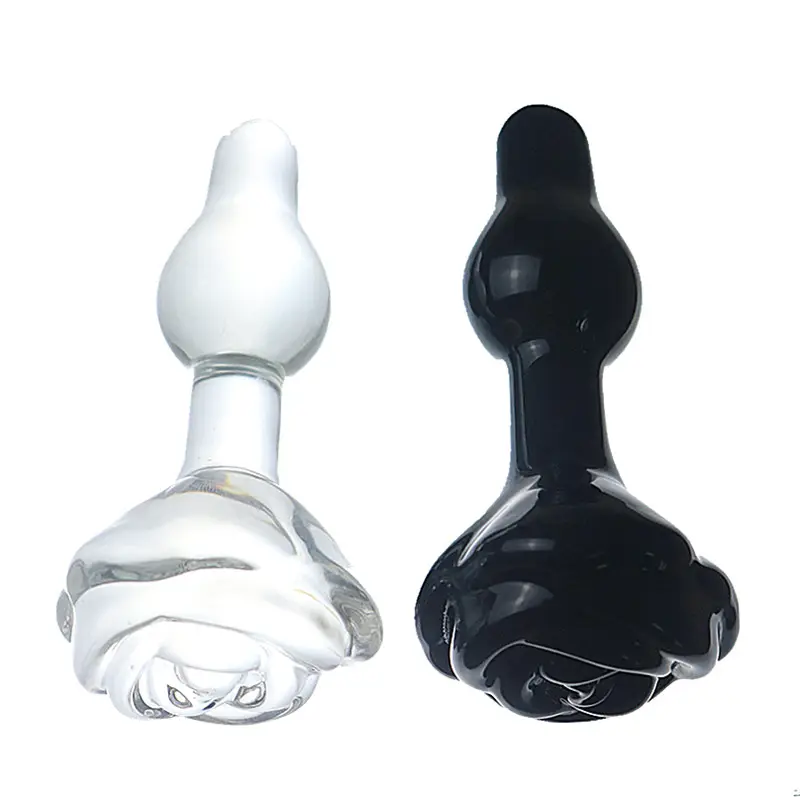 Colore cristallo Plug anale giocattolo del sesso per adulti all'ingrosso vetro rosa masturbazione anale bianca e nera di età 18 bianco/nero