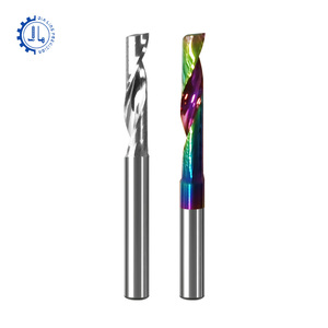 Jidlc DLC kaplı frezeler tek flüt uç freze kesici 2 flüt 6mm karbür CNC uçları yukarı aşağı sıkıştırma Spiral CNC yönlendirici Bit - Product Image 4