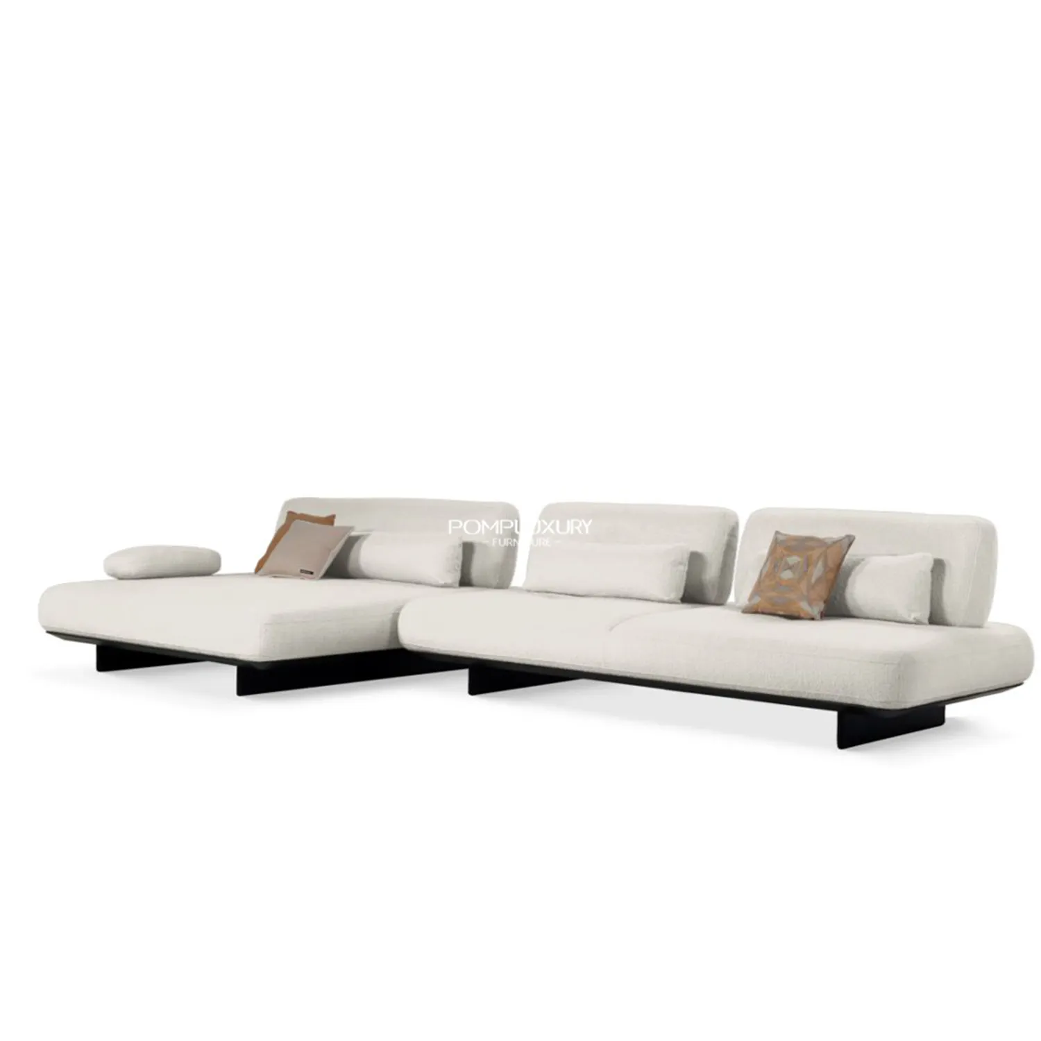 FSF-341 Fabrik Hot Sales Modernes Design L-Form Sofa Wohnung Weiß & Braun Moderne Massivholz Schaum Lshape