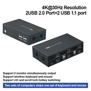 Interruptor Kvm de doble Monitor OEM ODM, interruptor de clave de acceso rápido, Usb, Hdmi, 4K, 30Hz, Displayport, 2 puertos