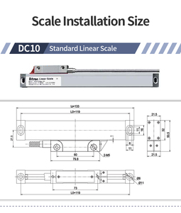 SINO 2 assi/3 assi DRO Digital Readout Display Encoder lineare in scala di vetro righello a griglia ottica per fresatrice per tornio - Product Image 5