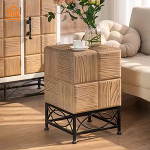 曼巴无结松木茶几，带抽屉矩形仿古实心客厅侧 - Product Image 4