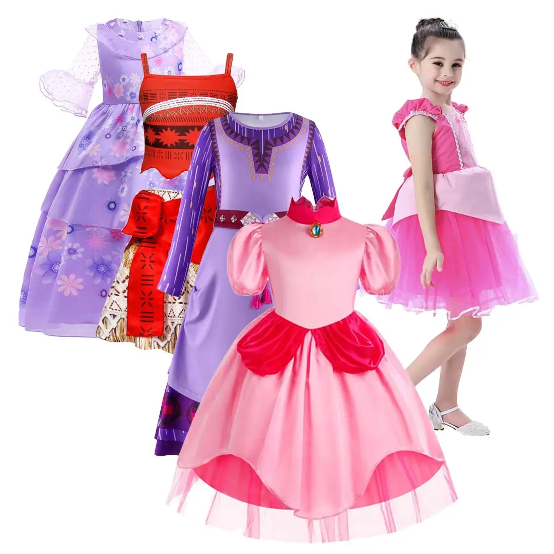 Fantasia de princesa sereia para meninas, vestido de festa de aniversário e natal de 2-10 anos fantasia princesa cosplay menina HCMM-005