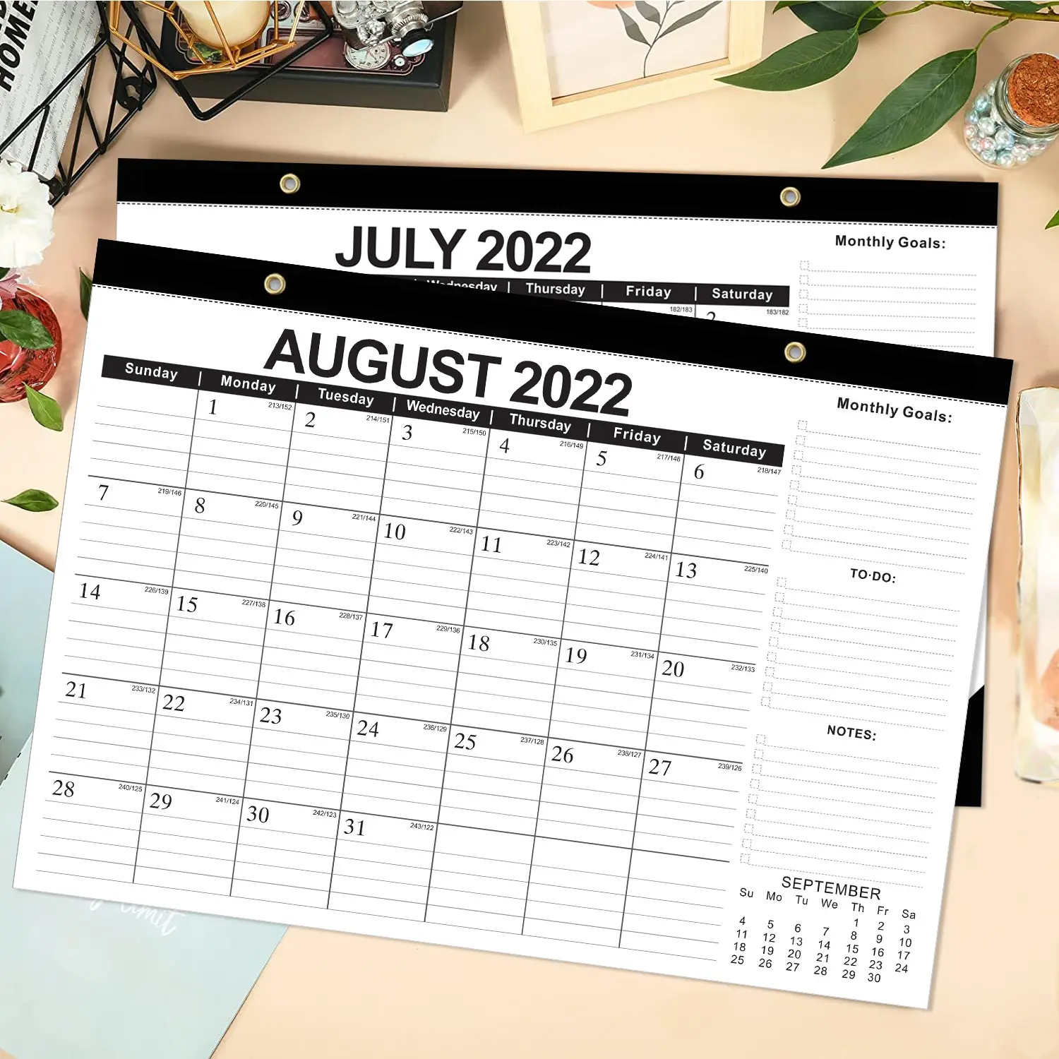 2024 Op Maat Gemaakte Hardcover Bureaukalender Bevestigt Dagelijkse Planner Spiraalvormige Zelfzorgwerkboekkalender En Planner Met Bloemmotief