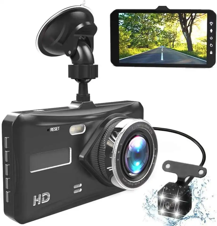 4.0 polegada 1080P Câmera do carro Traço Cam Frente e Traseira Dupla Lente Grande Angular Carro Dvr IPS Touch Screen Gravador de Condução Caixa Preta Do Carro