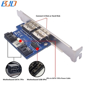 2 * Power Over ESATA USB 2.0 9Pin adaptörü dönüştürücü genişletme kartı SATA SATA güç kablosu ile 2.5 "3.5" sabit Disk sürücü - Product Image 3