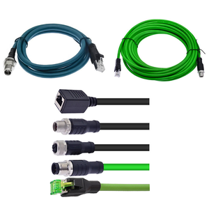 IP67 M12 X kode 8 Pin Male ke RJ45 CAT6/CAT6A/CAT5e kabel pemrograman PLC kontrol industri berpelindung-40 ~ + 70 bersertifikat CE - Product Image 1