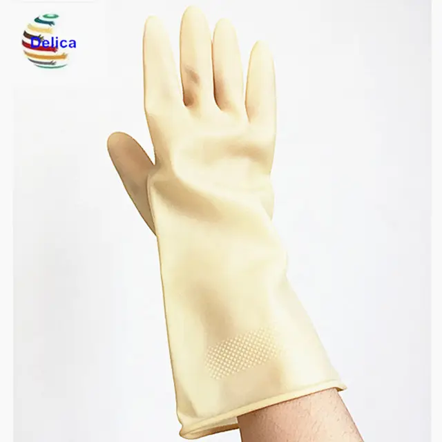 Çizgisiz cilt rengi lateks eldiven gıda servis eldiven su geçirmez doğal renk kauçuk eldiven
