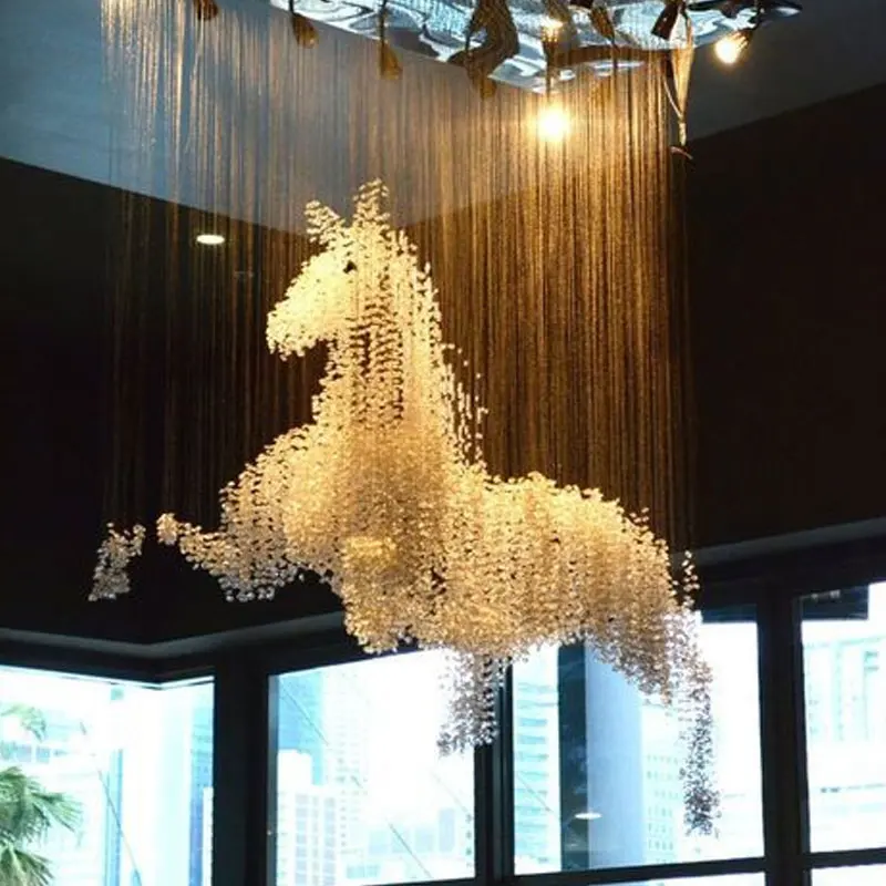 Hotel lobby villa engineering custom creative crystal shape modeling lamp lampadario di cristallo moderno