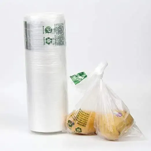 スーパーマーケットの新鮮な野菜18x24 11*17透明なプラスチックロールHDPEはロールのバッグを生産します