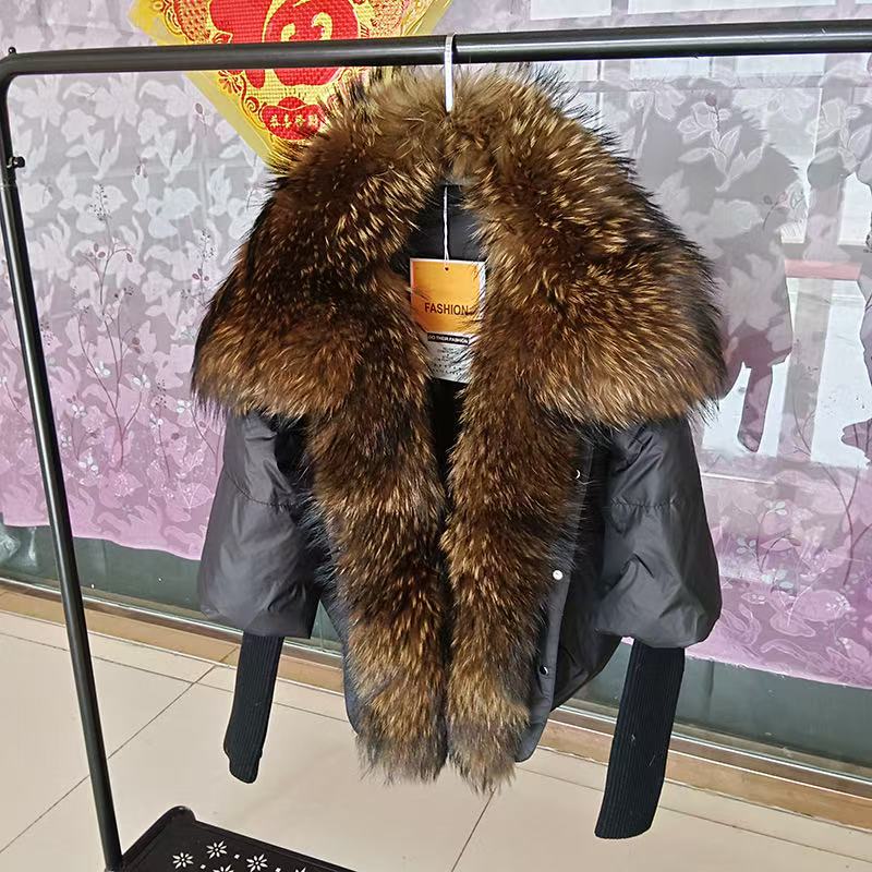 Black+dark raccoon fur collar