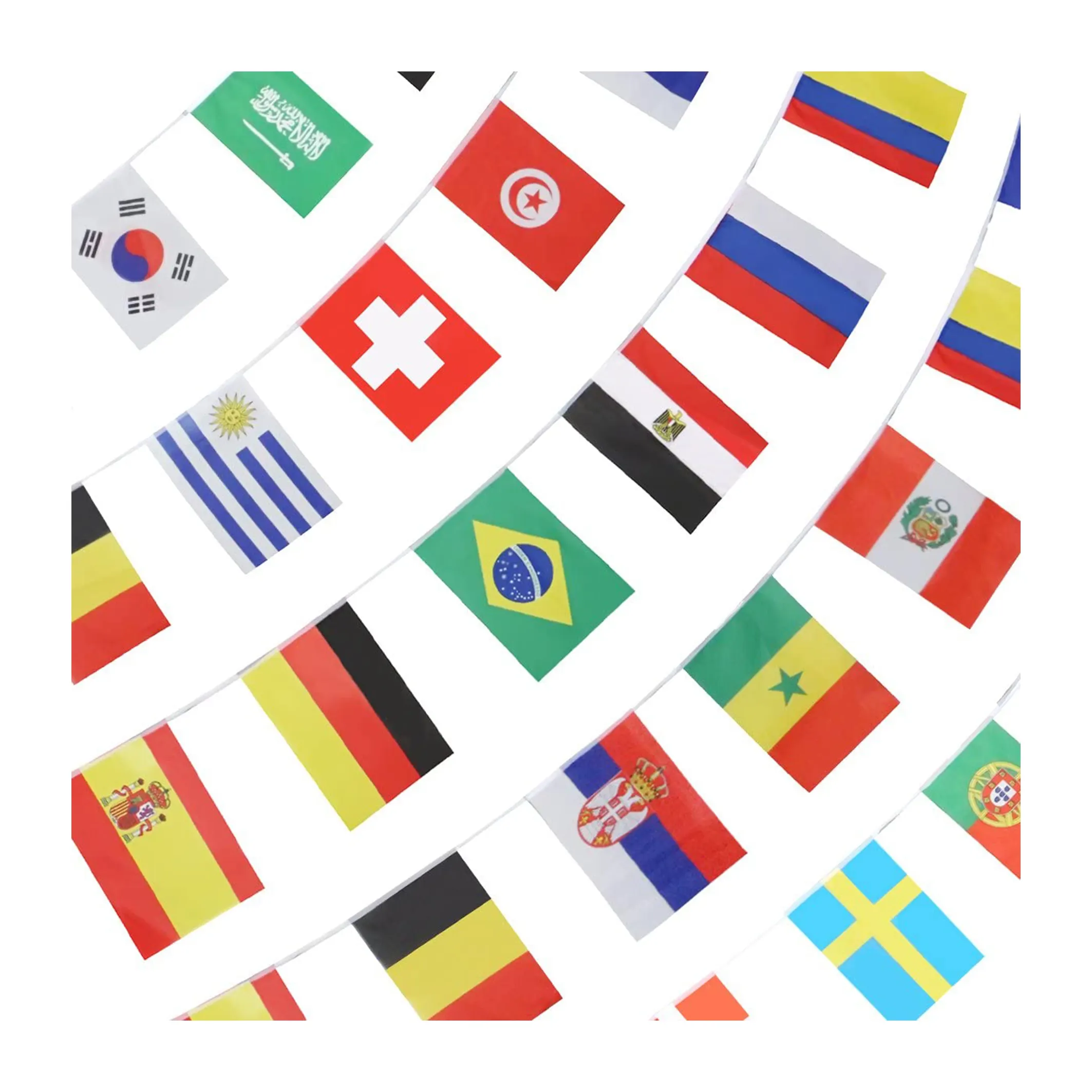 Bandera de banderines para eventos de fútbol, bandera decorativa para todos los países