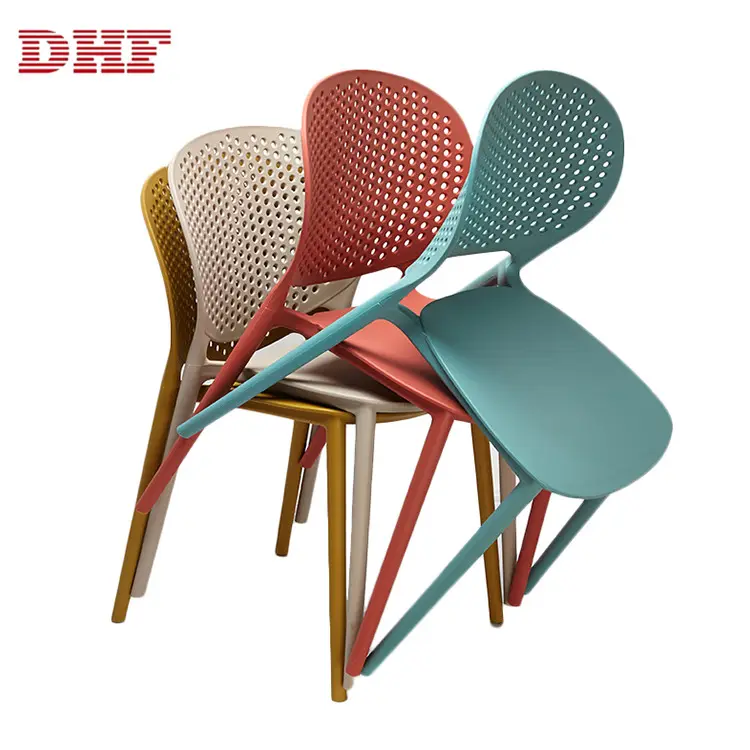 Cadeiras de plástico empilháveis, cadeiras coloridas respiráveis de alta qualidade