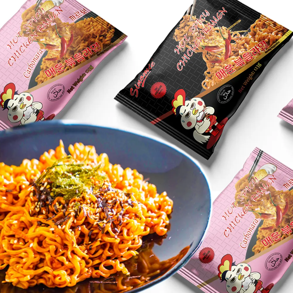 Chinesische Instantnudeln SINOMIE OEM Ramens coreano Nudeln spaghetti Super piccanti di pollo coreano