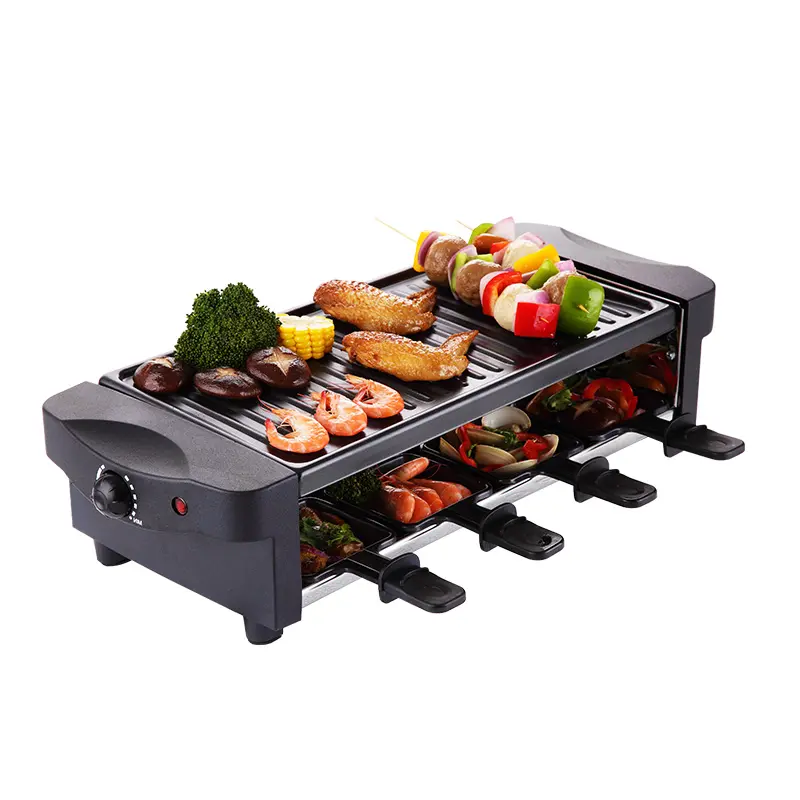 1200W Ajustável elétrica raclette grill churrasqueiras e teppanyaki CHURRASCO plana fabricante