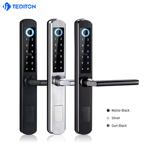 Fechadura de porta inteligente à prova d'água em aço inoxidável 304 com código de impressão digital para exterior Tediton Tuya Wifi