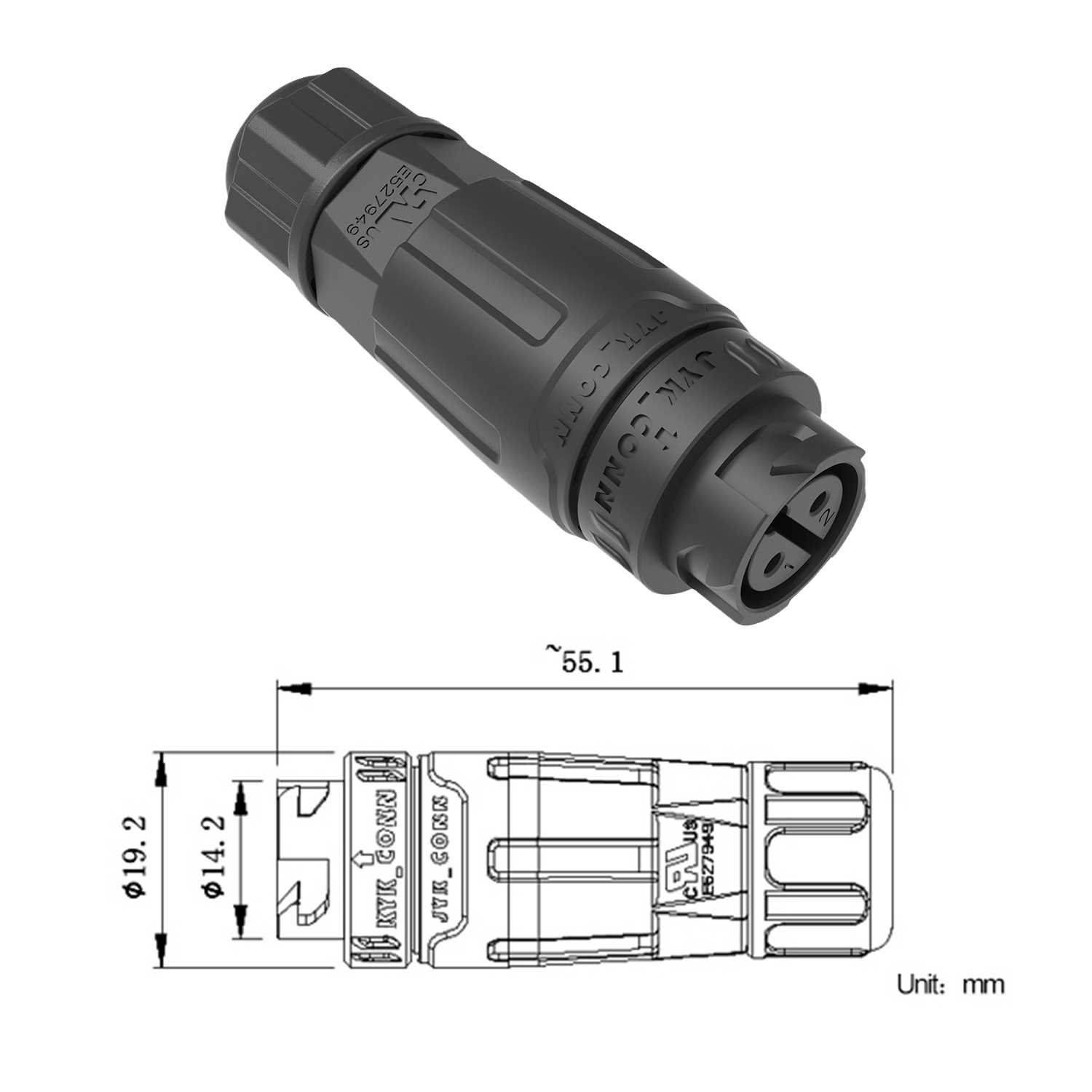 Conector Hembra M16 de 2 Pines