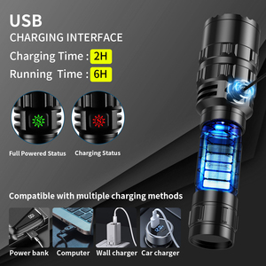 Linterna táctica pequeña de alto Lumen, luz recargable por USB, 5 modos, para caza, venta al por mayor - Product Image 3