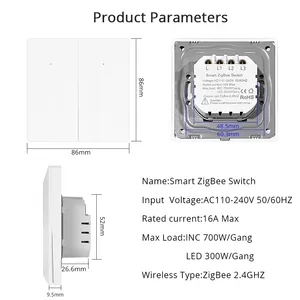 Zemismart Tuya Zigbee EU interruttore luce senza parete neutra interruttore a pulsante 1 2 3 Gang Alexa Google controllo vocale casa 220V - Product Image 6