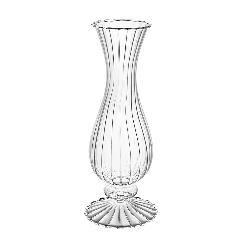 Miniatur vas kuncup kaca krisan untuk dekorasi rumah desain seni dekorasi mewah vas meja bentuk botol silinder untuk bunga