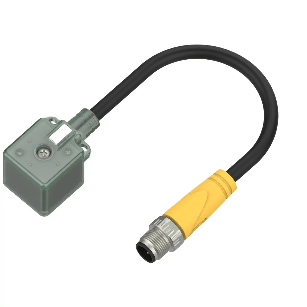 Válvula Solenoide magnética tipo Din A M12, Conector de 5 pines con cable de molde para equipo industrial, doble extremo