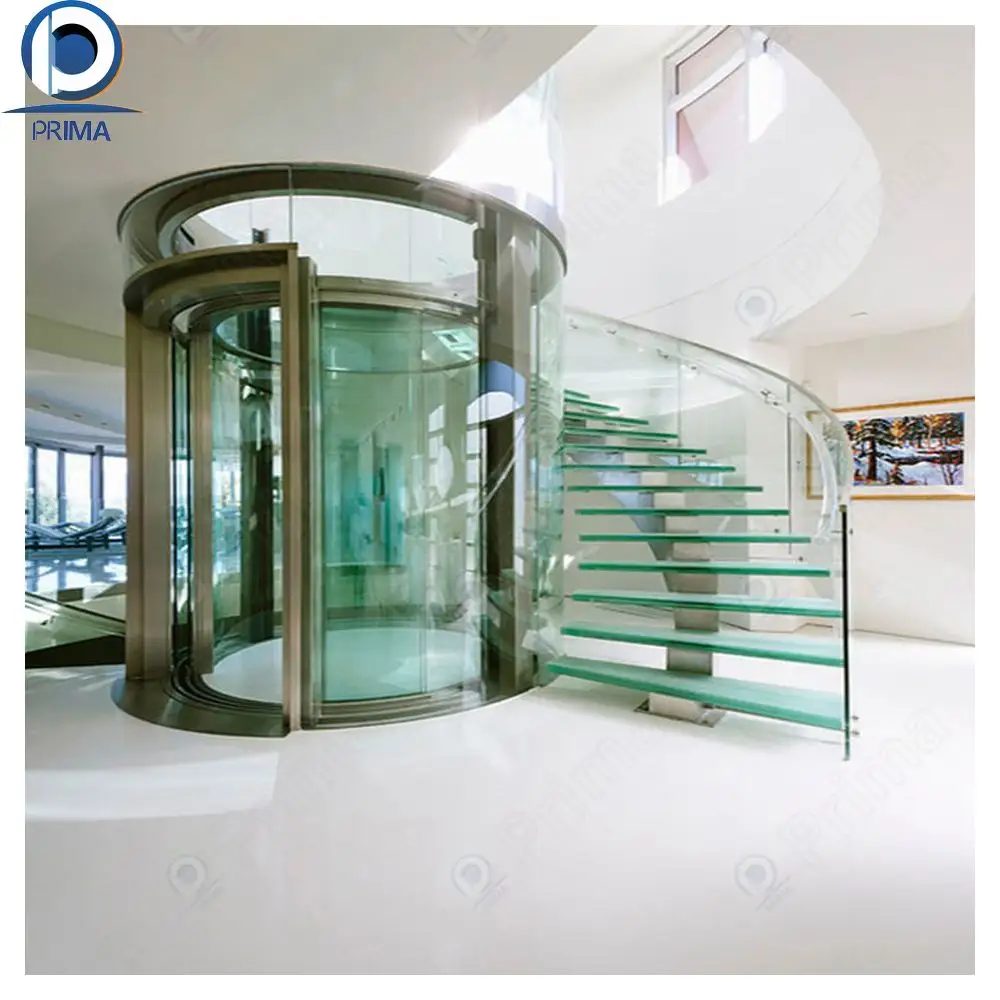 Escalera curva de acero inoxidable moderna escalera de cristal redonda PRIMA