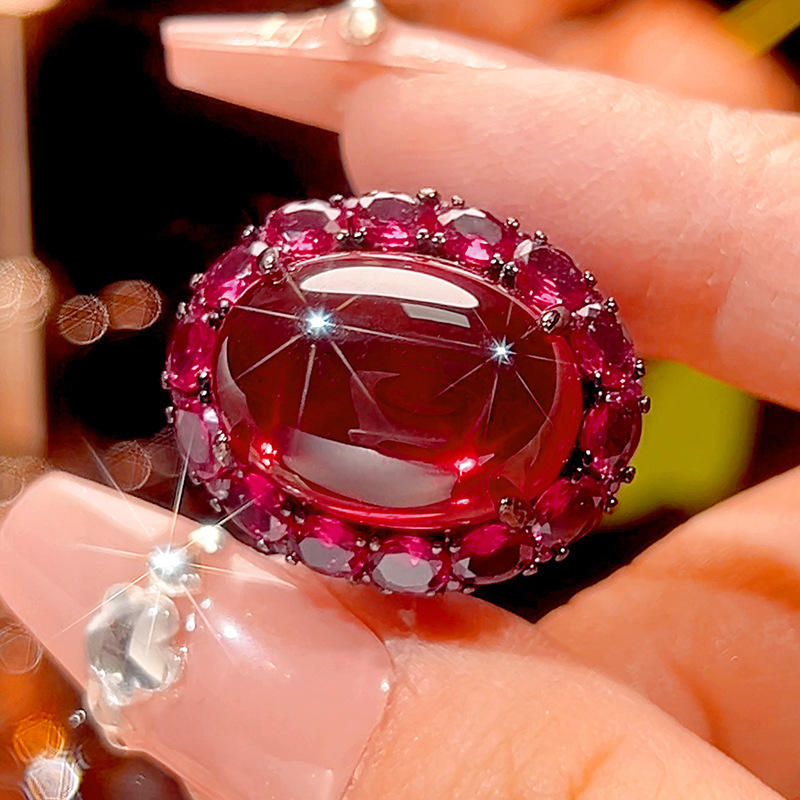 Bague en corindon rouge - Taille ajustable