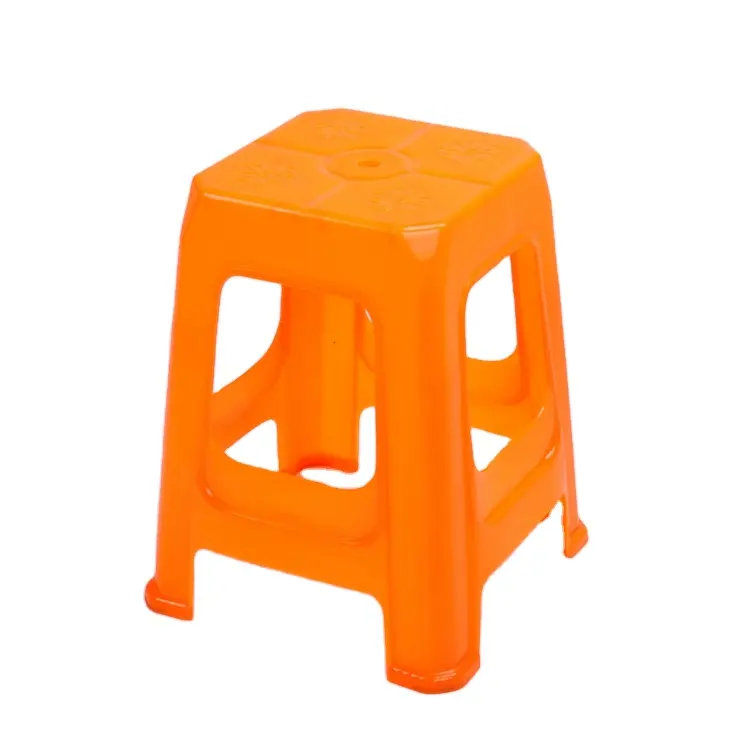 Banquinho de plástico quadrado para sala de estar, venda de fábrica, portátil, vermelho, azul, laranja, pilha de plástico, banquinho de jardim