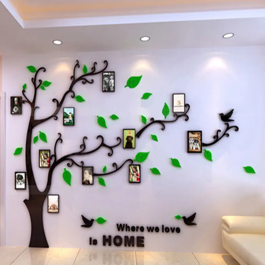 Pegatina de pared acrílica 3D con marco de fotos, decoración para el hogar, calcomanía de pared moderna de árbol familiar, gran oferta