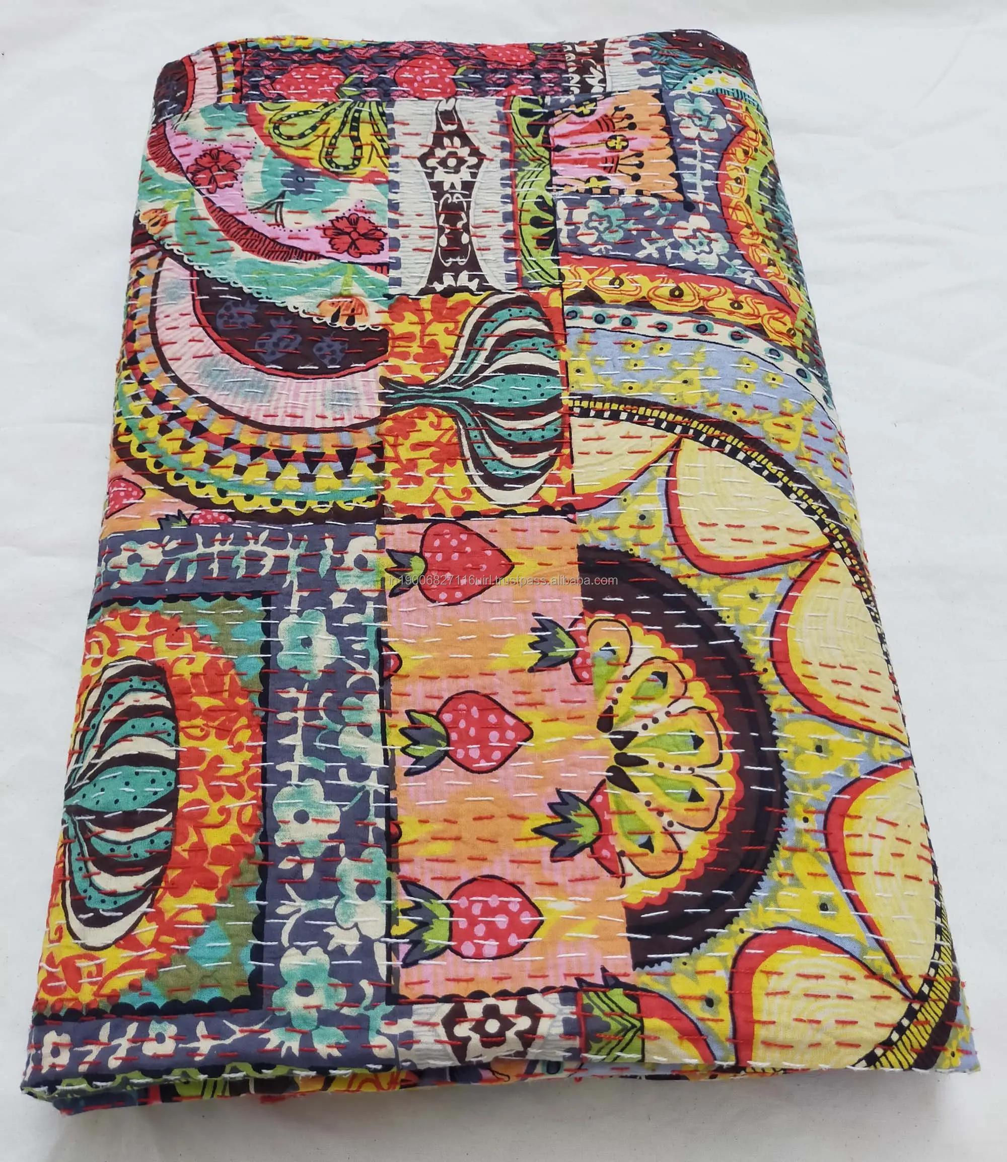 Vente en gros de couvre-lit bohème indien Kantha à la main couette hippie réversible couvre-lit en coton couvre-lits couverture
