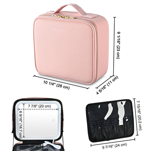 Ayna PU malzeme fermuar kapatma iplik deseni ile moda ışıklı seyahat makyaj çantası - Product Image 5