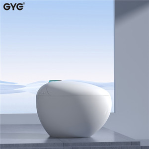 GYEモダンスタイル卵形衛生陶器自動トイレセラミックWCバスルームワンピースビデ床取り付け式スマートトイレ