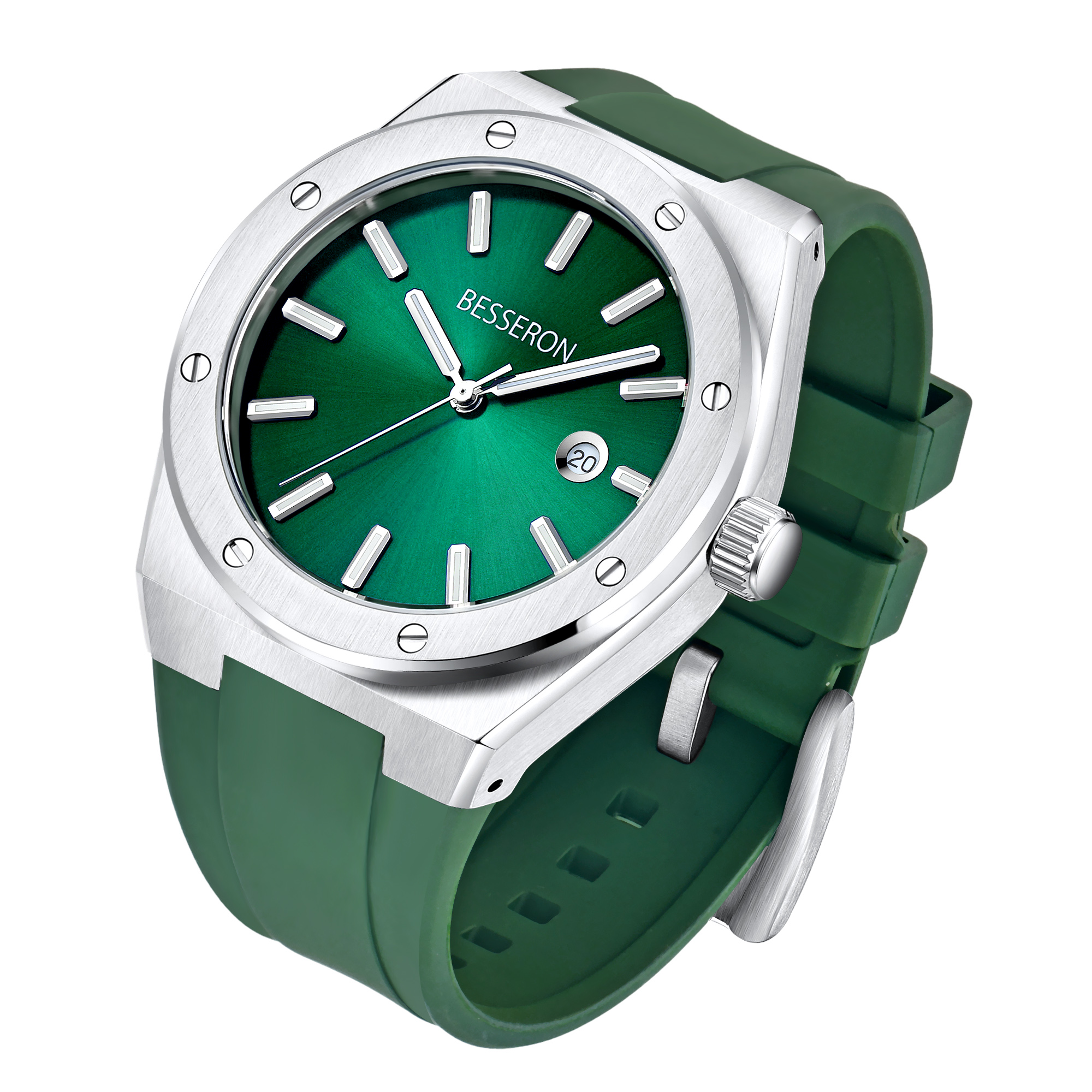 Reloj de cuarzo para hombre con esfera verde