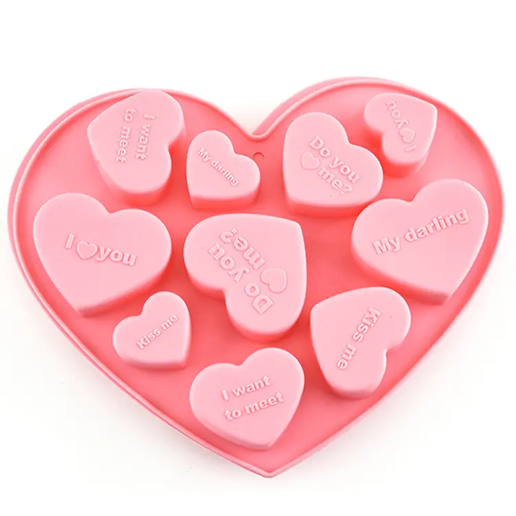 High Quality Easy Release 10 Cavities Silicone Soap Molds Heart Shape Silicone Cake Mold