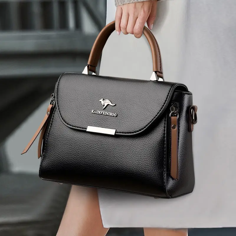 Bolsas de couro femininas casuais de luxo de alta qualidade para escritório, bolsas com aba, bolsas grandes da moda, bolsas de mão de marca, venda imperdível