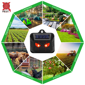 เครื่องไล่สัตว์ดวงตานักล่าพลังงานแสงอาทิตย์ไฟ LED สีแดงกะพริบ AR17 X-PEST การควบคุมศัตรูพืชและนักล่า - Product Image 6
