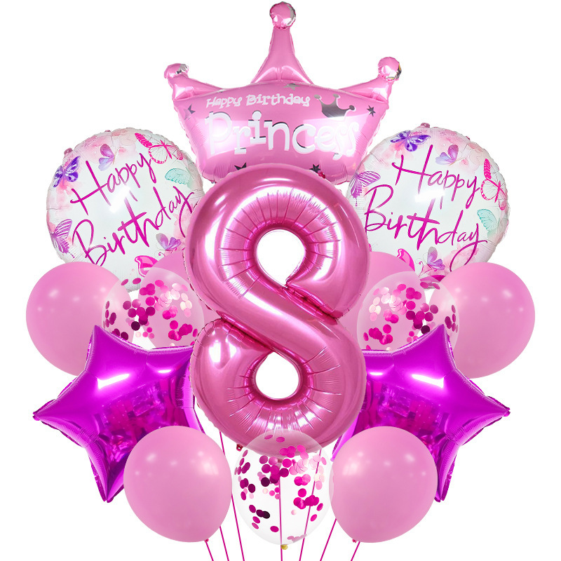 Pink balloons set 8 year