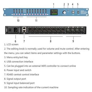 DP48X Processador de áudio digital profissional 4 entradas 8 saídas de acionamento em rack