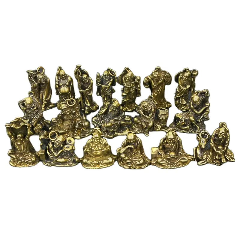 Großhandel kunden spezifische antike Bronze achtzehn Arhats Bronze Statue alte Buddha Craft Collection Desktop-Ornamente