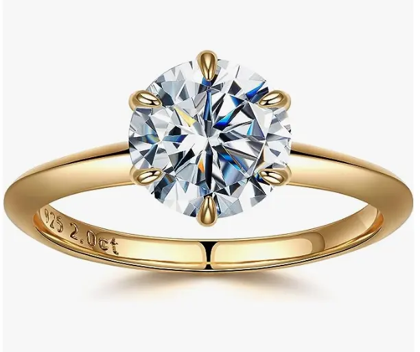 CVD HPHT 18K من الذهب الأبيض ، خاتم ألماس للزفاف والخطوبة للنساء