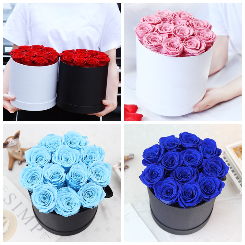 Boîte ronde de 12 roses