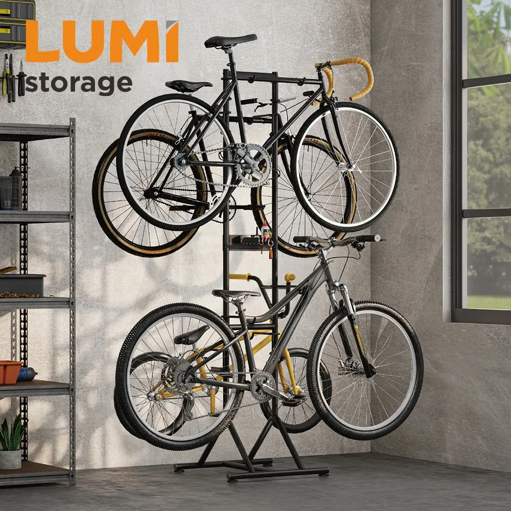 LBS-02 4 portabiciclette Garage Storage Gravity Floor Bike Stand regolabile verticale supporto per bicicletta