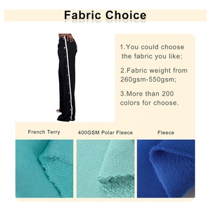Özel yüksek kaliteli fransız Terry Snap düğmesi Joggers elastik bel gevşek Fit kırmızı düz bölünmüş düz düğme Sweatpants kadınlar - Product Image 2