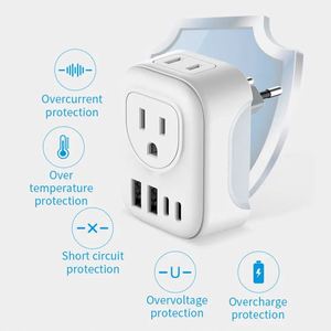 Universeller EU-US-Wechselstromstecker-Reise adapter Deutsch-US-Reise konvertierungs stecker 2 Typ-C-Ausgang Multi-Port-Konvertierungs buchsen - Product Image 4
