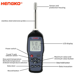 HENGKO HG972 Multifunción Termómetro de mano Higrómetro Registrador de datos de temperatura y humedad Medidor con interfaz USB