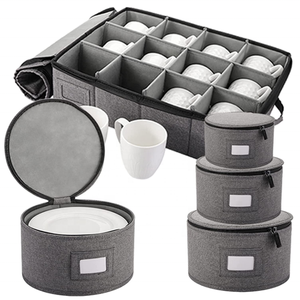 Set 5 Quilted Dinnerware Storage Containers Hard Shell Stackable China Storage Set for Cups Mugs Folding for Preservation - Product Image 2