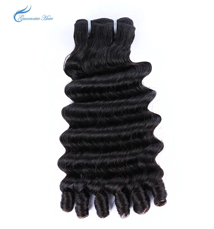 Garantie cheveux double dessiné funmi boucles profondes couleur naturelle vente chaude bonne qualité cheveux de donneur