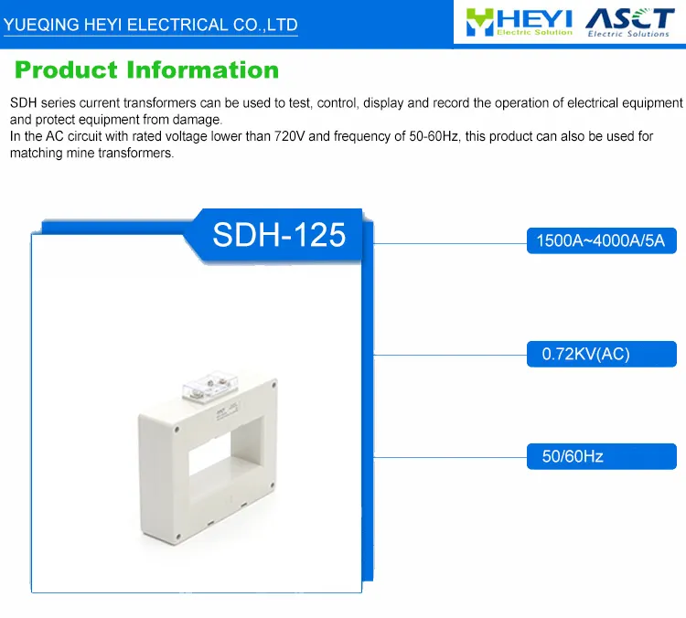 Heyi Produceert Sdh-Serie Producten Sdh 125*50 800/5a Koperen Bar Geïnstalleerd Indoor Stroom Transformator Toroïdale Transformator