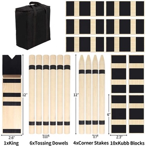 Bộ Trò Chơi Cờ Vua Viking Bằng Gỗ Thụy Điển, Bộ Trò Chơi Cờ Vua Kubb Ném Cỏ Sau Sân Sau - Product Image 2